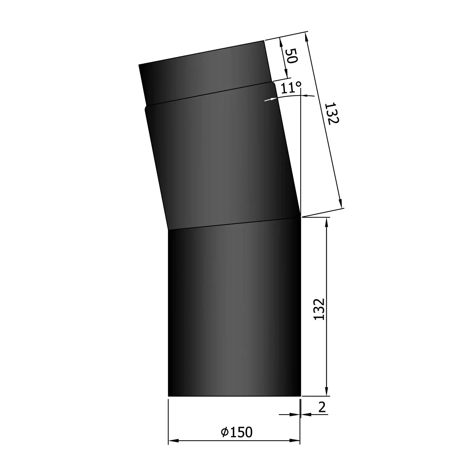 Rauchrohr 150 mm Durchmesser Bogen 11 Grad