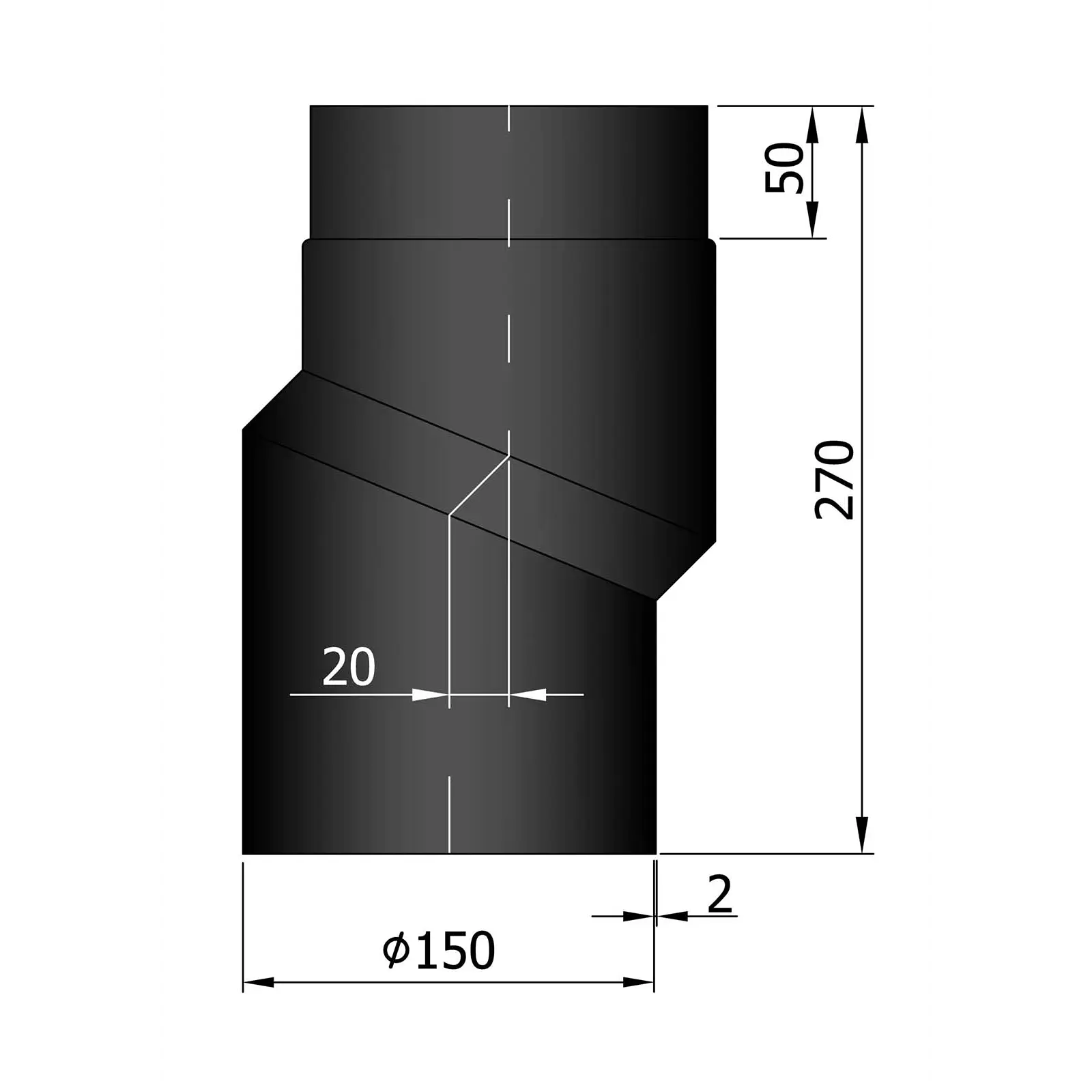 Rohrbogen S L: 270 mm (Versatz um 20 mm)