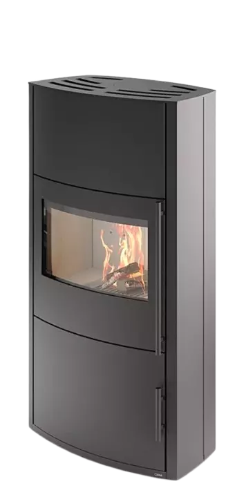 Kaminofen Cera Genius schwarz mit Holzfach
